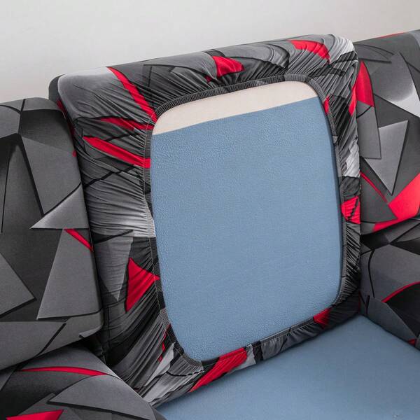 1pc Geometric Pattern Printed Elastic Sofa Cushion Cover, L-Shaped Sectional Sofa Cover, Independent Sofa Pillow Cover, Furniture Protector Cover, Elastic Sofa Cushion Cover, Outdoor Sofa Cover