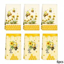 2/4/6pcs Set, Dish Towel, Little Bee Kitchen Towel And Dishcloth - Cute Farmhouse Style Decor, Adorable Bee Theme Hand Towel Suitable For Farmhouse Style Home, Modern Kitchen Decor Dishcloth, Machine Washable Bee Print, Home Gift For Mom, New Home Gift, Reusable Kitchen Cleaning Cloth For Home Kitchen Decor - Multicolor - View 18