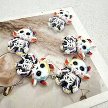6件裝樹脂萬聖節彩色惡魔吊墜，適合DIY珠寶製作，完美用於派對配件、耳環、項鍊、包包 - 彩色惡魔吊墜 - 查看 6
