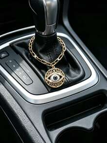 1pc Alloy Hollow Rhinestone Devil Eye Car Gear Shift Decoration, Car Interior Hanging Ornament, Car Interior Decorative Accessory - A - View 4