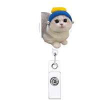 1pc/2pcs/3pcs Acrylic Cat Expression Retractable Rotating Badge Reel Doctor Nurse Keychain ID Holder - Multicolor D - View 22