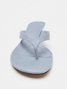 Sandal Jepit Wanita Model Thong Ujung Persegi Hak Kitten, Hak Wedges, Sandal Jepit Musim Semi/Panas 2026 - Biru - View 5