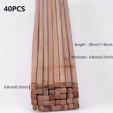 40pcs/30cm Square Bamboo Strips, Natural And Carbonized Wood Color, 30cm Long 5mm Thick Unprocessed Bamboo Wood Handmade Strips, Smooth DIY Model Making Material, Miniature Dollhouse Scene Construction, Architectural Model Building - 30cm Long - View 12