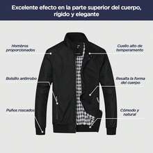 Chamarra Hombre Chaqueta Casual de Negocios Cuello Levantado Para Hombre Chaqueta Abrigos Informal Chaqueta de Senderismo - Azul - Ver 6