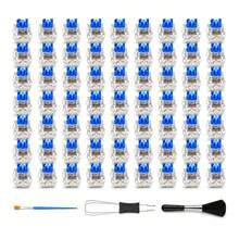 60pcs Blue Mechanical Keyboard Switches 3D Printed Fingertip Stress Relief Clicker Inserts 3-Pin Tactile Replacement Switch Set With Switch Puller And Cleaning Brush - View 1