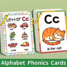 ABC English Letters, 26 Alphabet Flash Cards For Children, Phonics Flash Cards, English 26 Alphabet Phonetic Pocket Cards - 彩色 - 查看 6