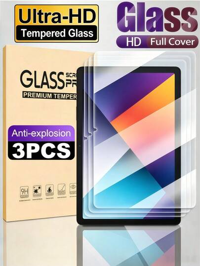 3Pcs HD Tempered Glass Tablet Screen Protector 9H Hardness Explosion-Proof Scratch Resistant Easy To Stick Compatible With Samsung Galaxy Tab S9 S8 S7 FE S10 FE A9+ A11 A11+ S11 11inch/Compatible With IPad Air Pro 11 Inch (5th/6th/7th/8th/9th/10th/11th/12th 2026/2025/2024 Model)/Compatible With Xiaomi /Compatible With Huawei Matepad/Honor Bubble Free Automatic Adsorption Protection Film