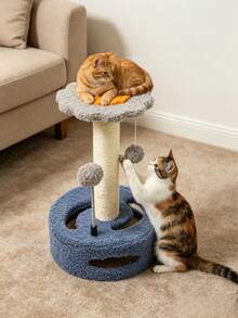 Small Flower-Shaped Cat Tree, Scratch-Resistant Sisal Posts, Hollow Base With Cat Teaser Ball, Viewing Platform Included, Multiple Colors Available, Integrated Play And Scratching Design With Space-Saving Footprint. - Multicolor - View 5