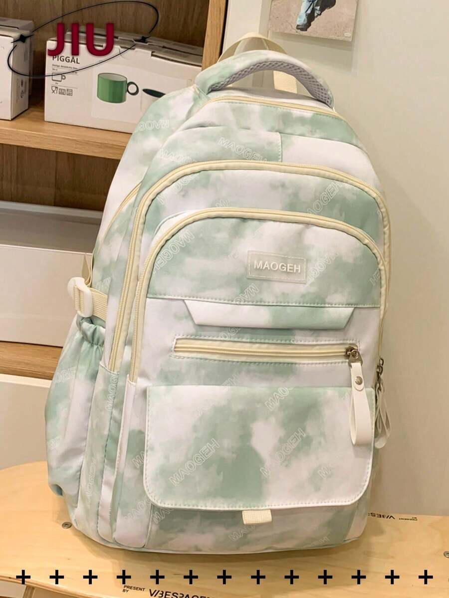 Mochila de nailon con forma de nube yúltiples compartimentos, cabe portátil de 15. 6, mochila ligera conúltiples bolsillos, mochila multifuncional de gran capacidad para viajes, bolsa c - Neón/Fluorescente - Ver 1