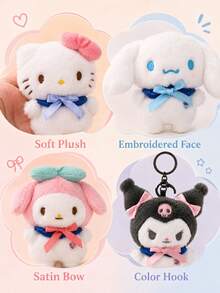 SANRIO 1個 8cm 毛絨包包吊飾，可愛 Hello Kitty/Cinnamoroll/My Melody/Kuromi 柔軟鑰匙圈，蓬鬆卡通吊飾，適合背包、帆布托特包、書包裝飾，可愛風格送給女孩與學生的禮物 - 彩色 - 查看 7