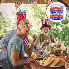 6 Silicone Wristbands Featuring The American Flag Pattern - "Vance" Wristbands - Perfect For Independence Day Gifts. - Multicolor - View 4