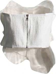 Tops de Tubo de Moda Para Mujer con Flores 3d Sexys Asimétricos Sin Tirantes Sin Mangas Ajustados Elegantes Estilo Bandeau Y2k - Negro - Ver 2