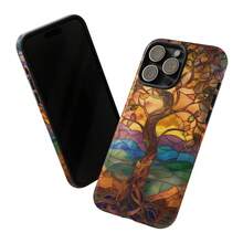 Funda para Teléfono Árbol de la Vida: Arte en Vidrio Manchado, Protección de Doble Capa para iPhone, HONOR, , OPPO - Multicolor - Ver 5