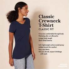 Camiseta de manga corta con cuello redondo de corte clásico  Essentials para mujer - Carbón Mezcla - Ver 2