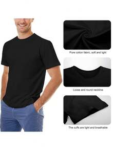Samurai Cat Warrior Graphic T-Shirt - Black Cotton Tee For Men With Ukiyo Ink Artwork Design - 黑色 - 查看 3