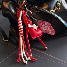 1pc Cute Y2K Style Tassel Heart Women's Keychain, Fashionable Bag Decoration Accessory Keyring - Multicolor - View 9