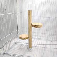 Parrot Natural Wood Round Combination Perch Stand, Pine Wood Dual Platform Perch Rack, Suitable For Tiger-Striped, Peony, Cockatiel, General Resting And Jumping Platform - Multi-functional Combination - View 5