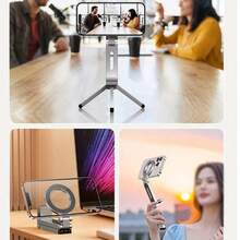 1 buah Dudukan Ponsel Mobil Magnetik Lipat Portabel dengan Tripod, Dudukan Meja, Alas Meja Mini Multifungsi untuk Perjalanan dan Kantor, Tanpa Baterai, Tripod Ringkas, Desain Bergaya - MultiWarna - View 5