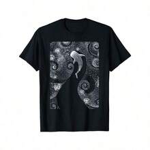 Camiseta con Estampado de Tiburón Ballena "Diving With Whale Sharks", Camiseta Casual y Cómoda para Hombre, Top de Manga Corta para Actividades Diarias de Verano - Negro - Ver 1