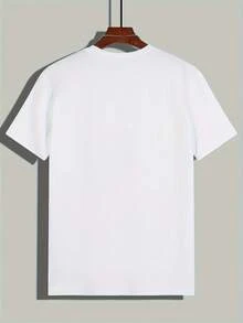 Camiseta blanca algodón hombre gráfica cara alegre minimalista, transpirable casual verano exterior diario Regalo del Día del Padre - Blanco - Ver 2