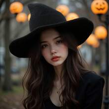 Halloween Y2K Retro Gothic Wool Knitted Witch Hat, Suitable For Parties, Festivals, Can Be Used As A Gift For Friends, Unisex - A - View 1