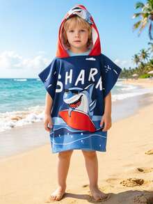 1pc Kids Beach Towel, Unisex Mermaid Hooded Bath Towel, 3-6 Years Old Toddler Pool Towel - Multicolor - View 17