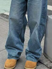 Teen Boy Casual Versatile Daily Travel Denim Jeans With Pockets And Buttons - Blue - View 5