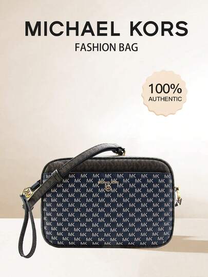 Michael Kors MK Jet Set Logo Charm Large Camera Bag Leather Crossbody Bag For Women Classic Shoulder Square Bag,Wristlet Wallet Clutch Purse With Detachable Strap