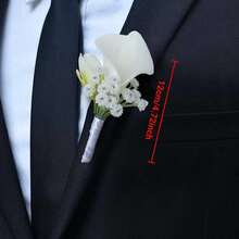 Men's Wedding Boutonniere, Artificial Horseshoe Flower Wedding Groom & Groomsman Boutonniere, Suitable For Wedding Ceremony, Anniversary, Formal Dinner Party - White a - View 3