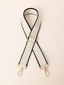 Correa de cincha ancha con borde blanco y contraste de color minimalista, hebilla de metal ajustable con alivio de presión, correa de repuesto versátil para bolso de un solo hombro y bandolera, accesorio de bolso multicolor - Multicolor - Ver 21