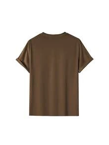 Men's Short-Sleeved T-Shirt, Summer, Comfortable, Made Of Micro-Elastic Polyester Fabric, Fashionable, Casual, Versatile, With Popular Print And Round Neck. - 淺棕色 - 查看 3