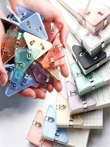1/5/30pcs Transparent Triangle Clips, Office Stationery, Book Clips, Test Paper Anti-Curl, Acrylic PP Storage Document Folder - Multicolor - View 4