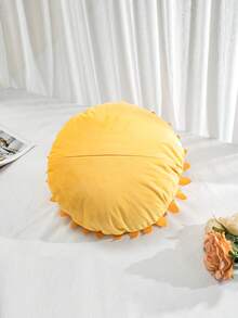 Funda de cojín redonda con pétalos de girasol 3D hechos a mano, funda de cojín con textura floral en capas estereoscópicas, funda decorativa estética para todas las estaciones para sofá, dormitorio, balcón, cabaña, sala de estar, solo la funda de cojín, no incluye el relleno - Multicolor - Ver 5