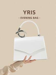 1 Piece White PU Material Flap Clutch Bag With Luxury Metal Decoration, Showing Fashion And Elegance, Suitable For Holding, Carrying, Wearing On The Shoulder Or Crossbody, P - 藍色 - 查看 1