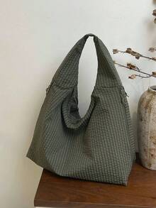 Fashionable Solid-Color Shoulder And Underarm Bag With Large Capacity, Multiple Pockets And Multiple Compartments - Army Green - View 12