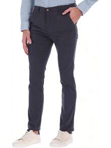 Holstone Pack 3 Pantalones Estilo Chino de Gabardina Premium Hombre - Uso Casual y Oficina Moda Caballero - Pantalón de Algodón. - Negro - Verde Olivo - Caqui - Ver 3