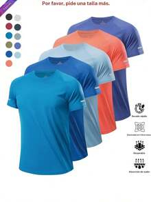 Camiseta deportiva reflectante, transpirable y de secado rápido, manga corta y cuello redondo, camiseta atlética ligera para hombre, ideal para actividades al aire libre, ropa de gimnasio y entrenamiento, top de gimnasio, ropa para exteriores - Negro - Rojo - Plateado - Ver 5