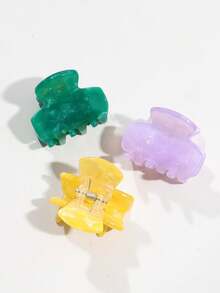 4pcs Fashionable Versatile Casual Acetate Mini Hair Claw Clips - Multicolor - View 3