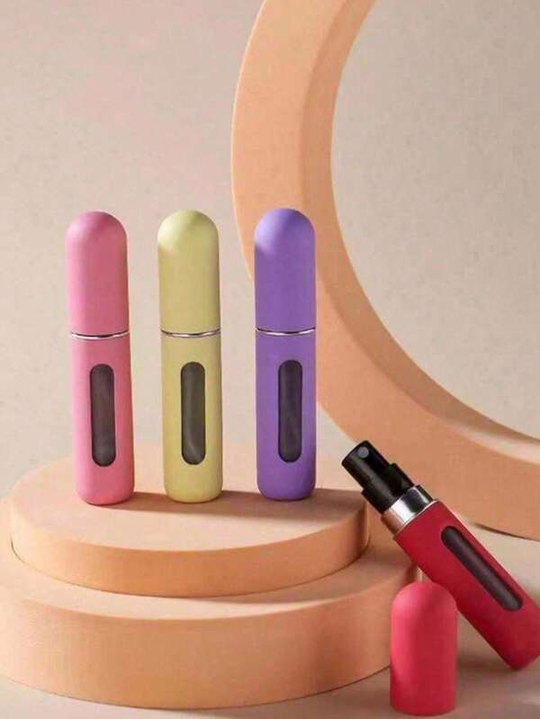 1 pieza Botella de perfume portátil recargable, botella de spray de tamaño de viaje de 5ml, contenedor de muestra de cosméticos (color aleatorio)