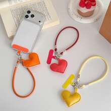 Ins Fashion Creative Leather Heart-Shaped Bag Charm, Heart Keychain, Phone Case Strap, Couple Backpack Pendant, Suitable For Phone Lanyard, CCD Camera Hanging Chain, Bag Decoration, Creative Anti-Loss Wrist Strap - Multicolor - View 10