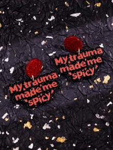 1對獨特趣味個性精緻勵志優雅標語「MY.Trauma Made Me 'spicy'」壓克力耳環 女款日常穿戴飾品 - 彩色 - 查看 4