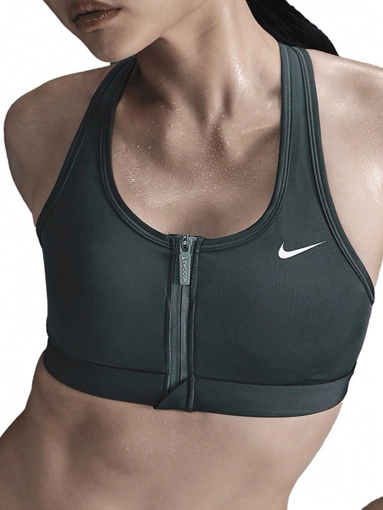 Nike Swoosh Logo Stylish, Minimalist, Breathable Sports Bra For Women, Green. - Green - View 1