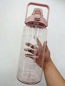 1件 67.63oz/2L 大容量漸層色塑膠吸管運動健身水壺，戶外便攜水壺 - 粉色 - 查看 5