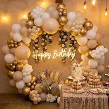 156Pcs White Sand Gold Balloon Garland Arch Kit, Nude Metallic Latex Balloons For Boho Wedding Engagement Anniversary Party Backdrop Decor - View 3