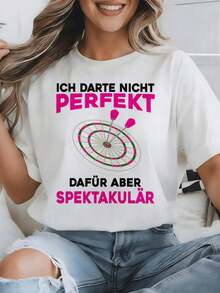 Don't Be Perfect, Darts Darterin Women's Darts Shirt, Unisex For Men And Women, Fun Shirt For All Seasons, 180g - White - View 3