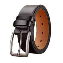 Men's Casual Genuine Leather Denim Belt, Classic Business Formal Belt, With Claw Buckle, Minimalist Design Suitable For All Seasons, Half Set - Coffee Brown - View 4