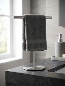 1pc Stainless Steel T-Shaped Towel Bar - Bathroom & Kitchen Countertop Towel Rack, Fashion Design Black & Silver Towel Rack, Kitchen Bathroom Bedroom Multi-Scene Storage - Multicolor - View 12