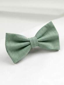1 buah Dasi kupu-kupu bertekstur hijau muda segar gaya Korea minimalis untuk pengantin pria/pengiring pengantin, aksesori jas pengantin pria/pengiring pengantin, dasi kupu-kupu dekoratif. - Mint Green - View 3