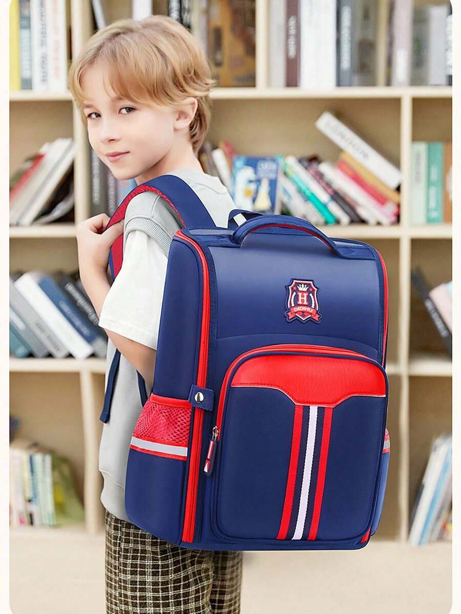 Mochila escolar de nuevo estilo para estudiantes de primaria de 6 a 12 años, de 1er a 6to grado, de 16 años, unisex, estilo británico casual y ligera para niños y niñas - azul real - Ver 1