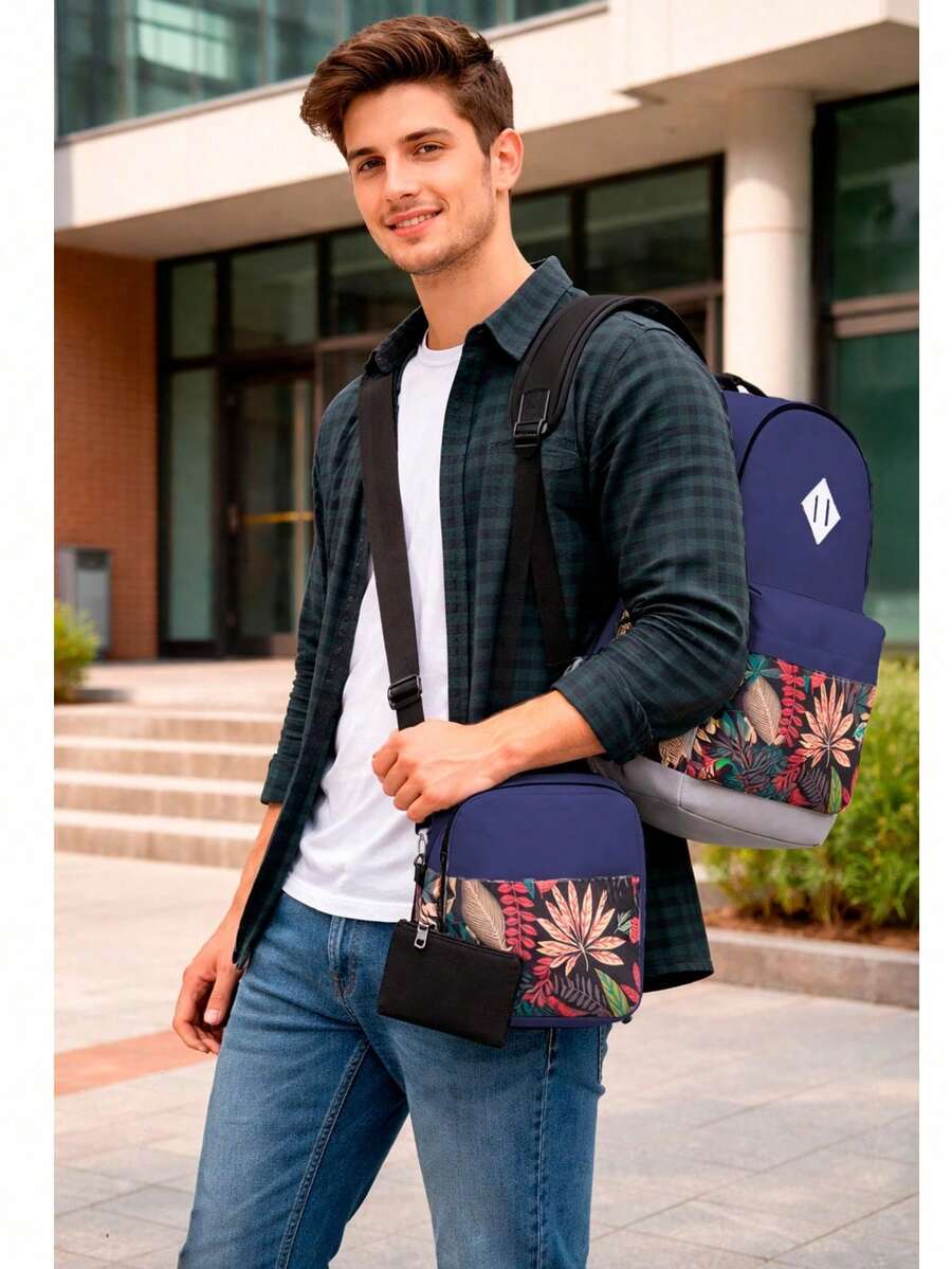 Shendy Vendy Backpack With Large Capacity, 5-Piece Set Fashion Cool Youth Backpack Pencil Case Laptop School Student - MOD220 Azul2 - View 1